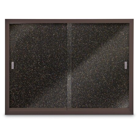 United Visual Products Sliding Door Indoor Enclosed Corkboard, 7 UV9027ACS-SATIN-DRKSPR